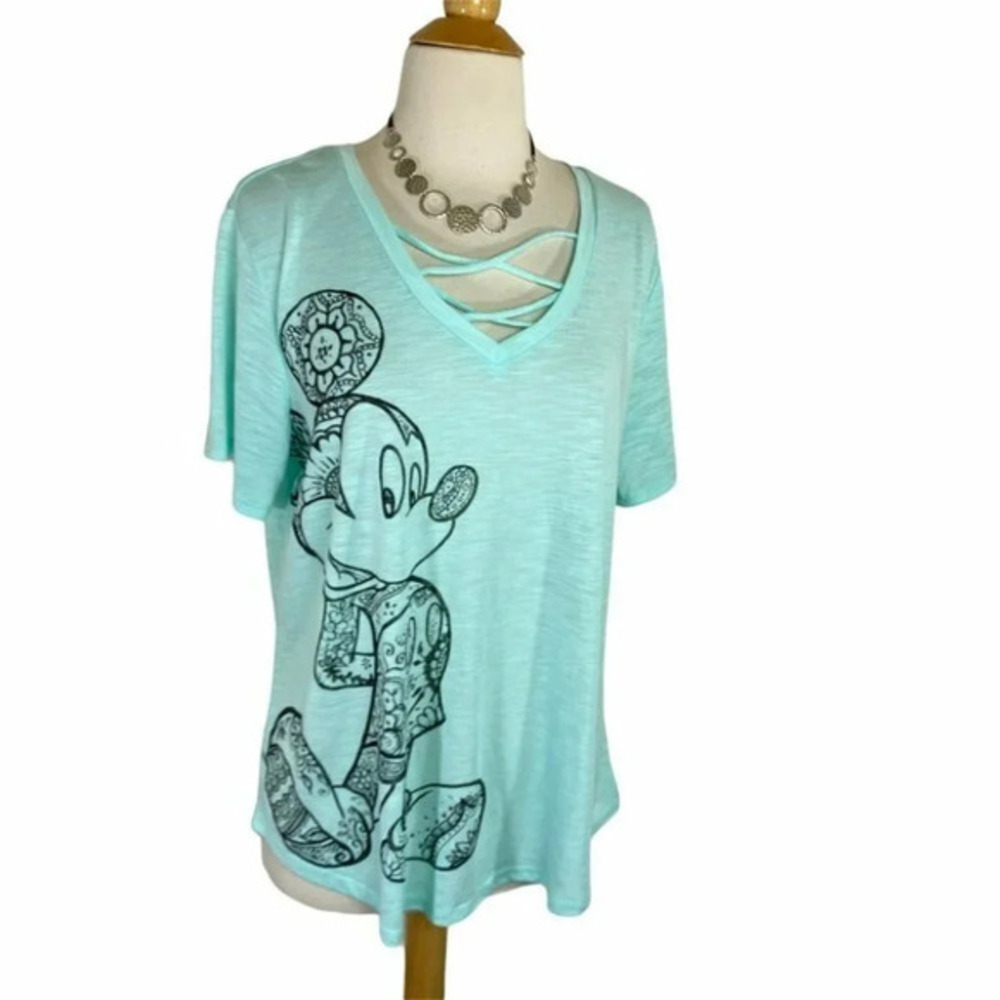 Disney‎ XL 15-17 light blue MICKEY V-neck top